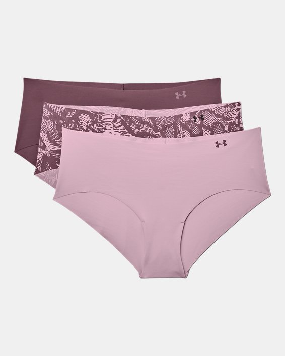 Women's UA Pure Stretch Print Hipster 3-Pack Underwear, Pink, pdpMainDesktop image number 3